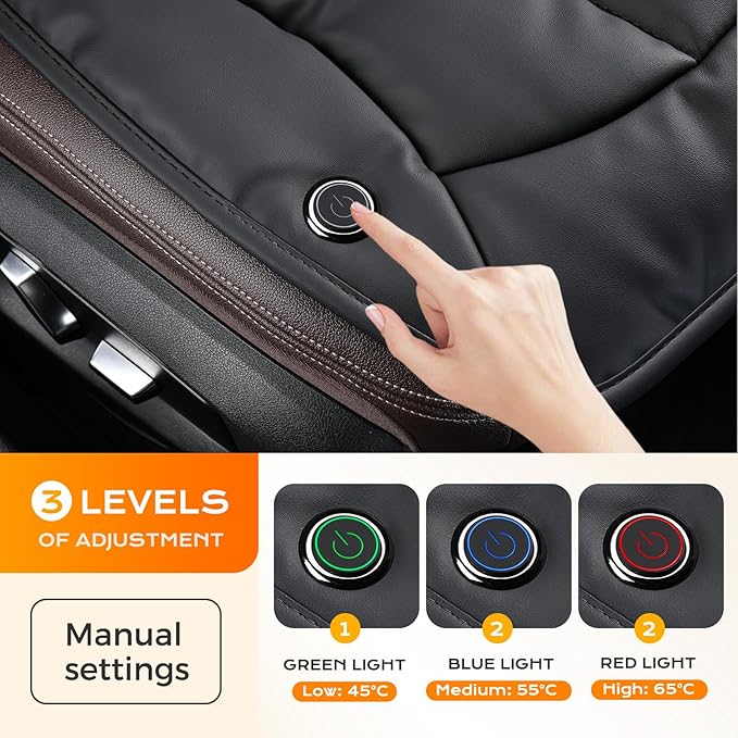 Coverado Front Seat Covers, Comfortable Seat Cover with Full Back Support in Winter, Luxury Faux Leather Waterproof Seat Cushion, Driver Car Seat Protector Universal Fit Most Cars,1PCS (Black)