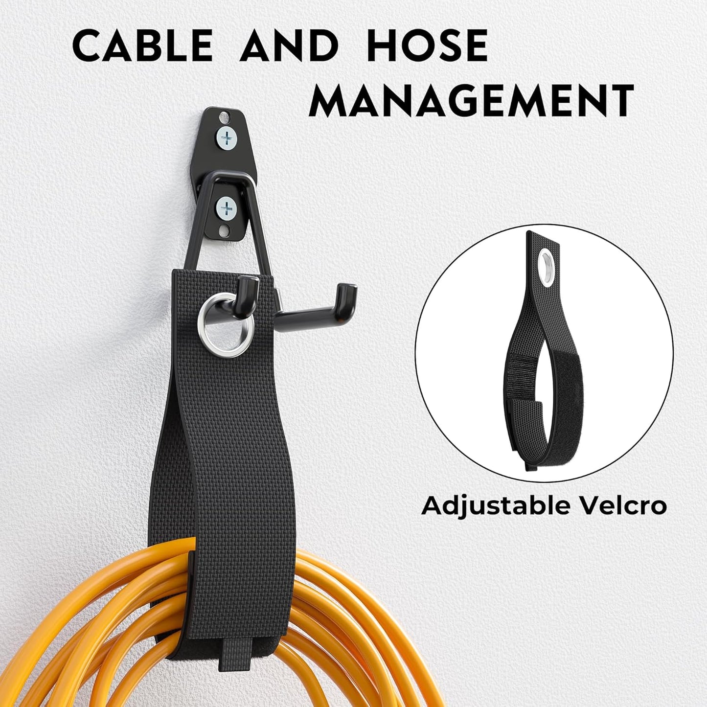 BONTEC Heavy Duty Garage Hooks, Anti-Slip Coated Black Steel with Strong Load Capacity, Multi-Sized U and J Hooks, Easy Wall Mount for Garage, Garden, Workshop (Black, 18 Pack)