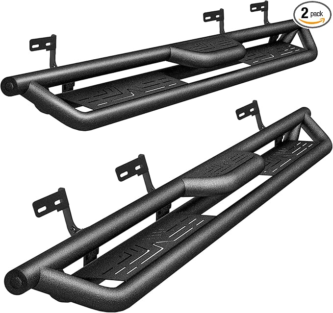 PZ Running Boards Side Steps Compatible with 09-18 Dodge Ram 1500 Crew Cab(Incl 19-24 Classic),10-24 RAM 2500 3500,Bolt-on Nerf Bar Step Bars,Heavy-Duty Steel Two Stairs Anti-Slip Design