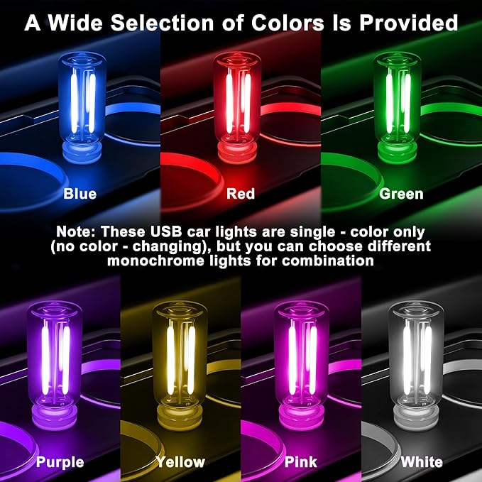 2-Pack Vintage USB LED Lights for Car Interior, Touch Dimmable Night Light - Retro Glass Bottle Filament Lamp Bulb for Bedroom, Camping, Holiday Decoration Ambiance