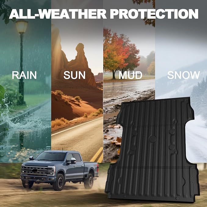 Bed Mat for Ford F250 F350 F450 Super Duty 2017-2026, All Weather Truck Bed Liner for 2026 2025 Ford F-250 F-350 F-450 Accessories, 6.8FT 81.9'' TPE Heavy Duty Cargo Liner Truck Mat