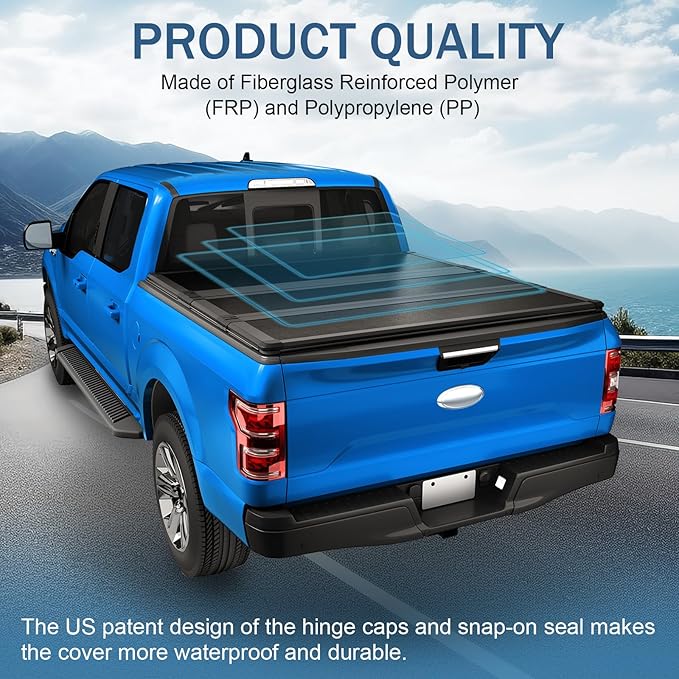 Hard Tri-Fold Truck Bed Tonneau Cover Compatible with 2015-2024 Ford F-150 5.5FT Bed