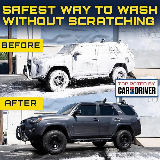 Foam King™ Gun Car Wash + Power Foam Car Wash Soap Strip (10ct = 5 Car Washes) - Connects to Garden Hose, Ultimate Scratch Free Cleaning Snow Blaster Cannon Washing