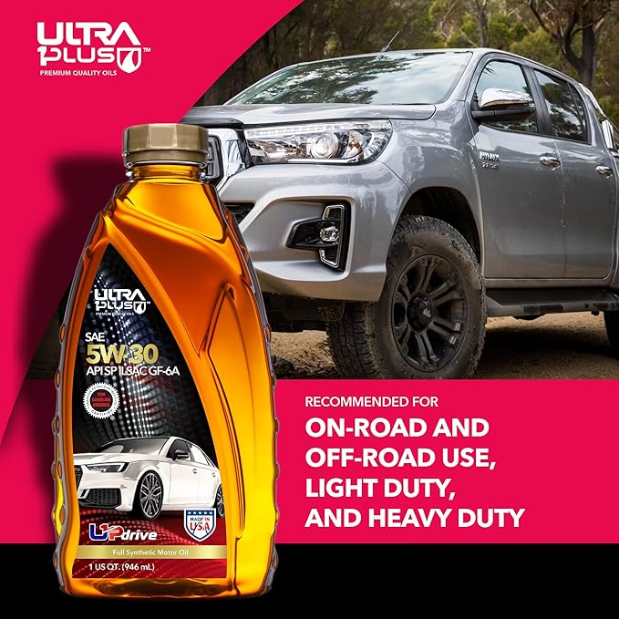 ULTRA 1PLUS SAE 5W-30 Full Synthetic Motor Oil API SP ILSAC GF-6A - 5W30 motor oil, 12 Quarts Pack