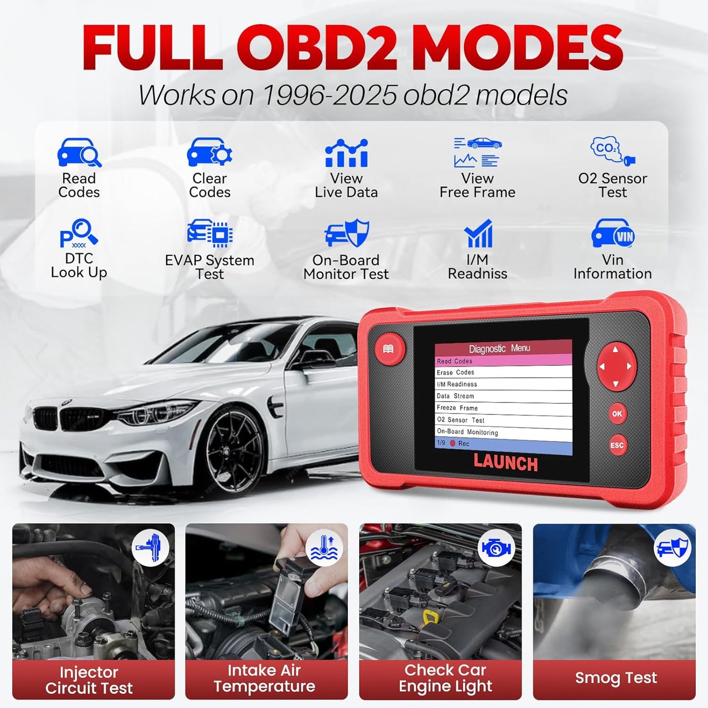 LAUNCH CRP123 V2.0 Plus Elite OBD2 Scanner, 2025 New Full System Lifetime Free Update Scan Tool with 3 Reset Oil Service, Throttle Adaption, SAS Relearn, Car Scanner for All Cars