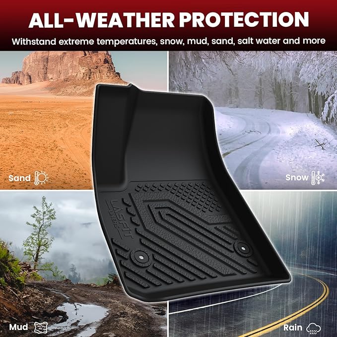 LASFIT Floor Mats & Cargo Liner for Chevrolet Chevy Blazer 2019-2021 (Gas Only), All Weather TPE Custom Fit Floor Mats for Cars (Only Fit Optional Cargo Management System), Car Mats Full Set, Black