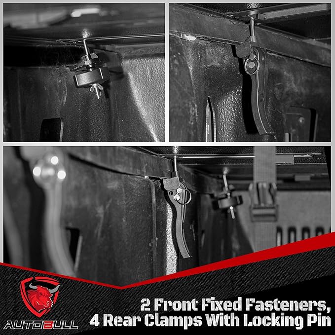 Hard Top Tri Fold tonneau Cover Compatible with 1999-2025 F250 F350 SuperDuty 8.2ft Bed (98"), Alloy Steel and Fiberglass Made