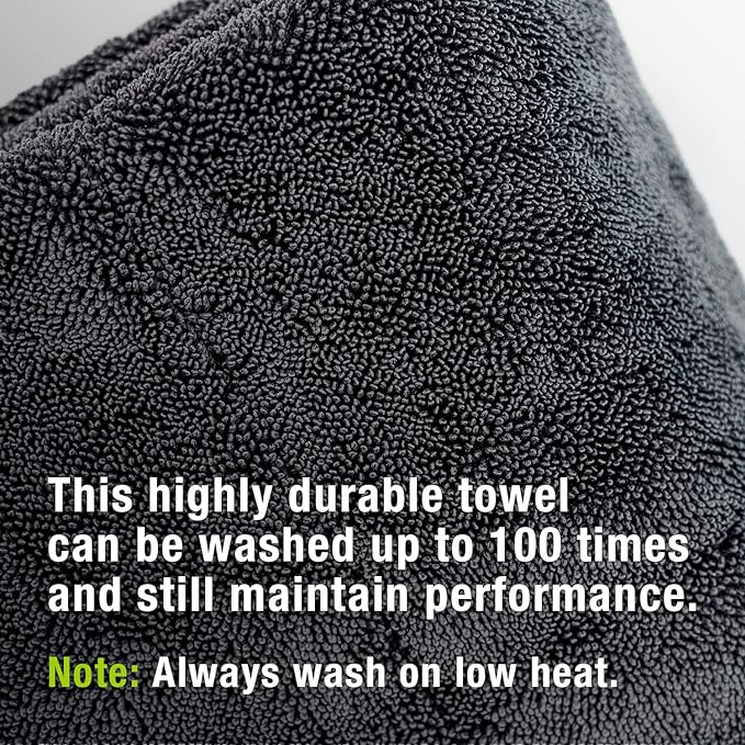 ExoForma Mega Car Drying Towel - Holds Up to 9 lbs, No Streaks, Scratches, or Water Spots | 1200 GSM Microfiber Double Twist Pile & Edgeless Design, 1 Quick & Effortless Dry - 24” x 36”