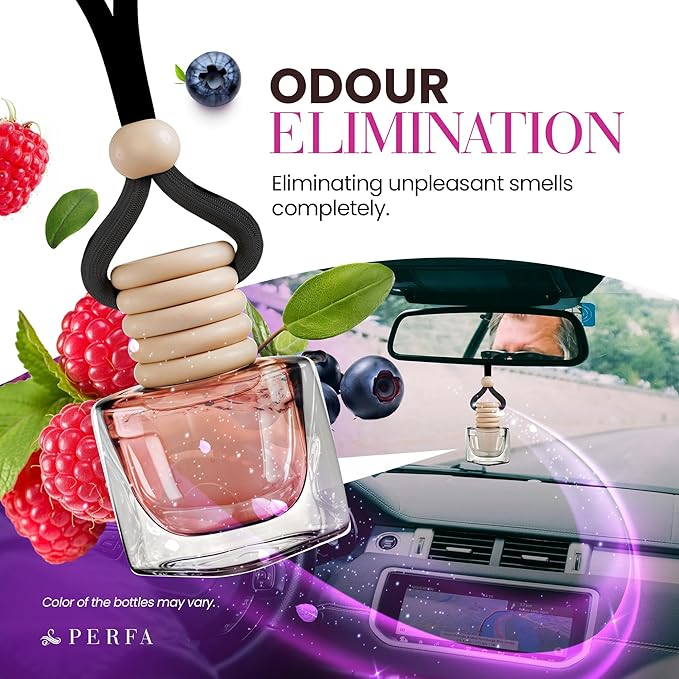 Car Air Fresheners for Women - Mixed Berries Fragrance | Pack of 2 Long Lasting Air Freshener | Odor Eliminator Car Perfume Diffuser with Essential Oils | Car Air Freshener Vent Clip by Perfa