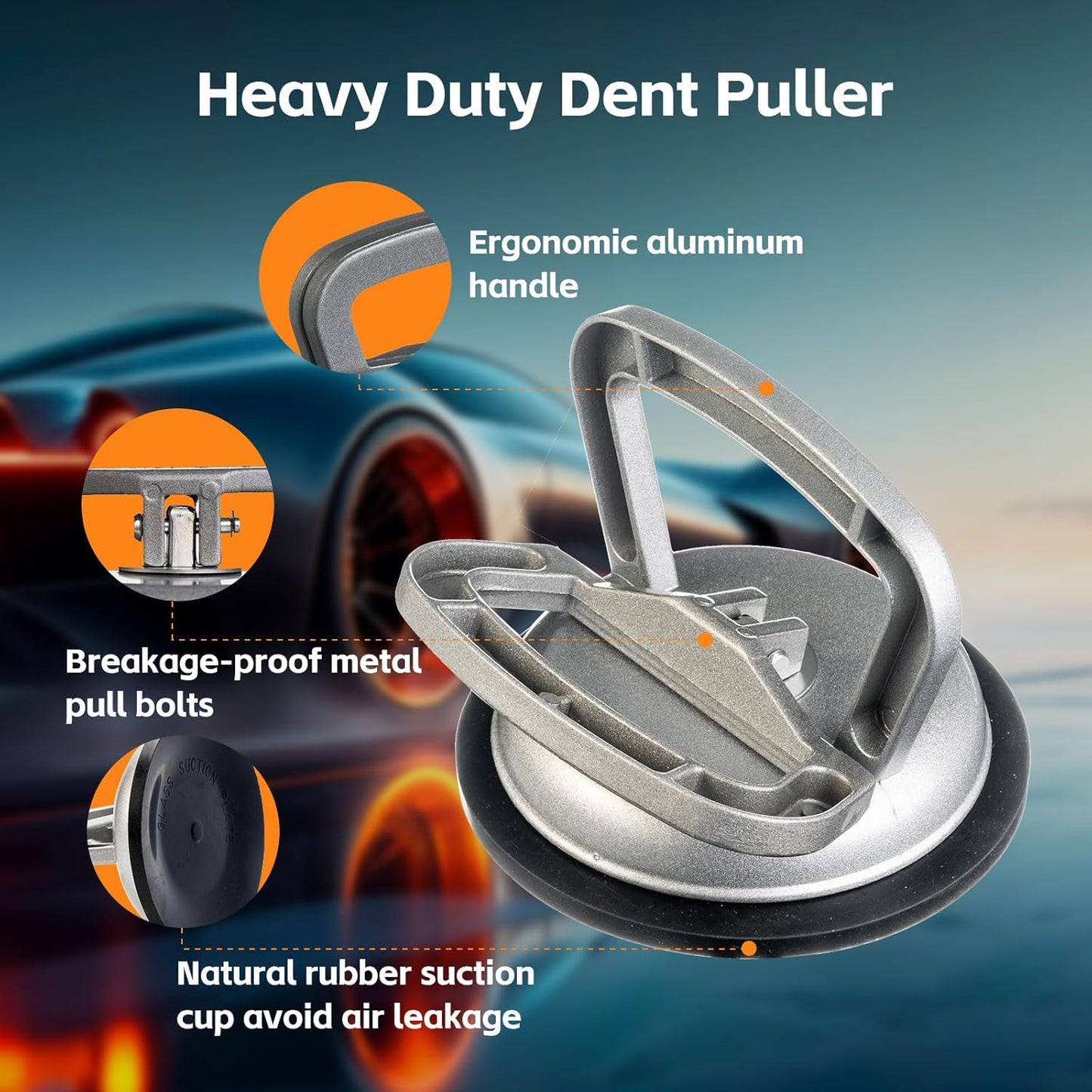 Car Dent Puller, Aluminum Dent Remover Tool for Car,3 Pack Dent Puller Kit, Paintless Dent Removal Kit, Powerful Body Repair Dent Removal Tools, Suction Cup for Car Dents, Glass, Screen