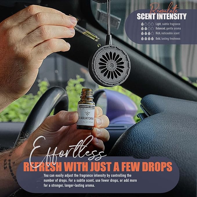 Wood Car Air Freshener — Handmade Air Freshener — Best Wheels Aromatherapy Fragrance Oil Diffuser in Wooden Gift Box — Ready To Gift Set with diAquatoria Fragrance Oil - 10 ml