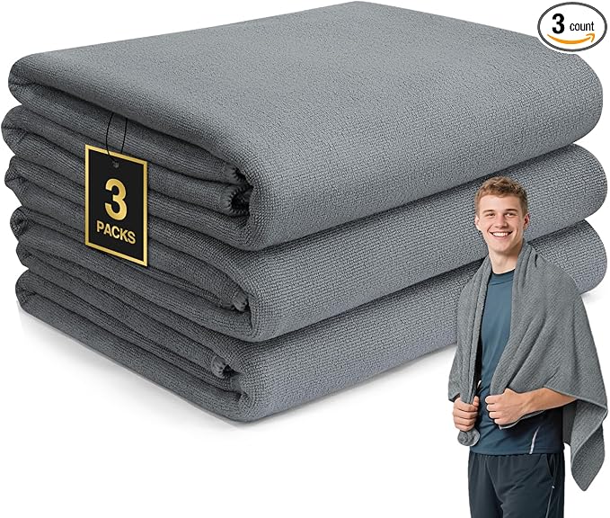 Microfiber Gym Towels for Showering Working Out Quick Dry Negative ions Large Middle Small Sizes Lightweight Gym Towel for Men Women Tennis Sports Towels for Body Hot Yoga Fitness Essentials