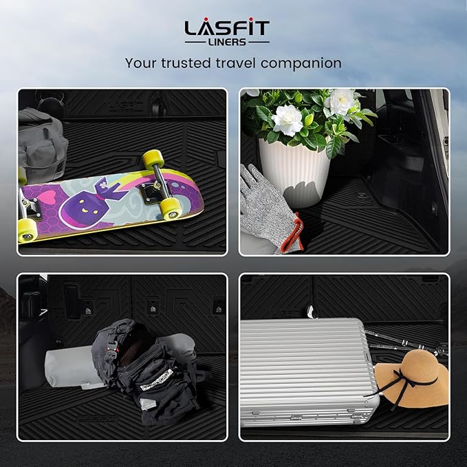 LASFIT Cargo Mat & Seatback Mat for Toyota Land Cruiser/for Lexus GX550 5-Seat 2024-2026, Custom Fit All-Weather TPE Rubber Backrest & Trunk Mats for Land Cruiser Accessories, Easy to Clean, Black