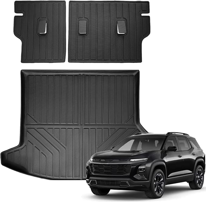 Auxko All Weather Cargo Mat with Backrest Mat Fit for Chevrolet/Chevy Equinox 2025 2026 Not EV TPE Equinox Mat Accessories All Season Odorless Anti-Slip Black