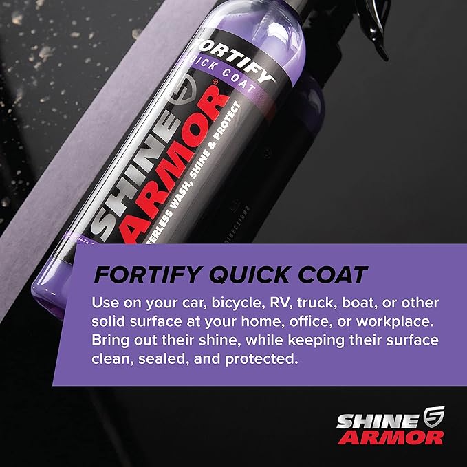 SHINE ARMOR Fortify Quick Coat – 3-in-1 Ceramic Coating Spray (8oz) | Waterless Wash, Shine & Protection | Streak-Free, Hydrophobic Car Wax for Paint & Trim