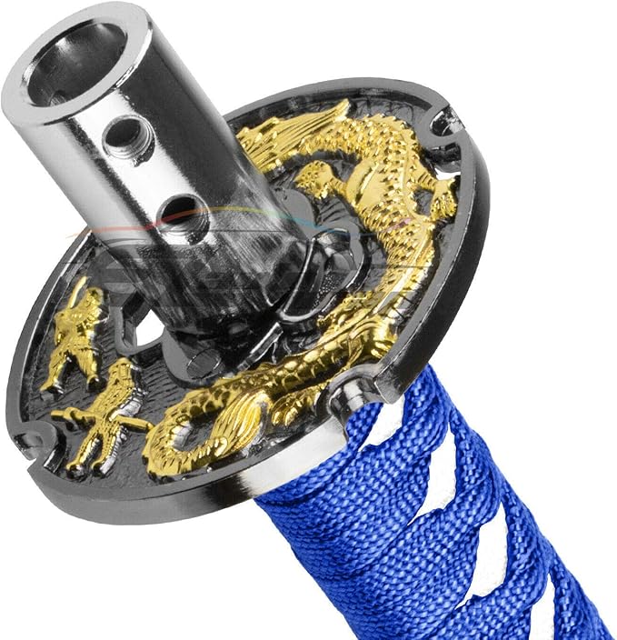 EZAUTOWRAP 26cm Blue White Shift Knob Samurai Sword Alloy Katana with Adapter Universal