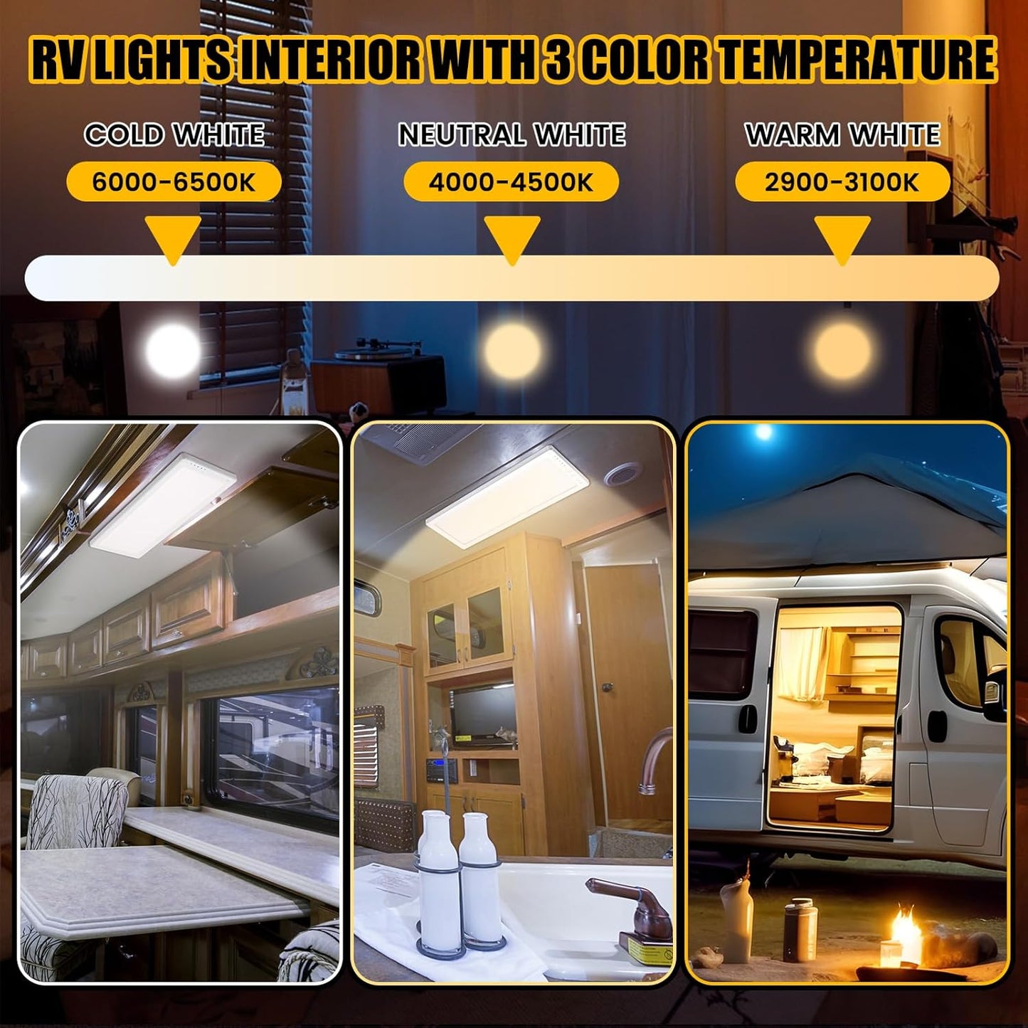 4 Pack RV Ceiling Lights Interior 16.7"x 6.6" 156 LEDs 1200 Lm RV LED Lights Interior 12v with 5 Levels of Dimming and 3 Color Temperature for Trailer Boat Car Camper