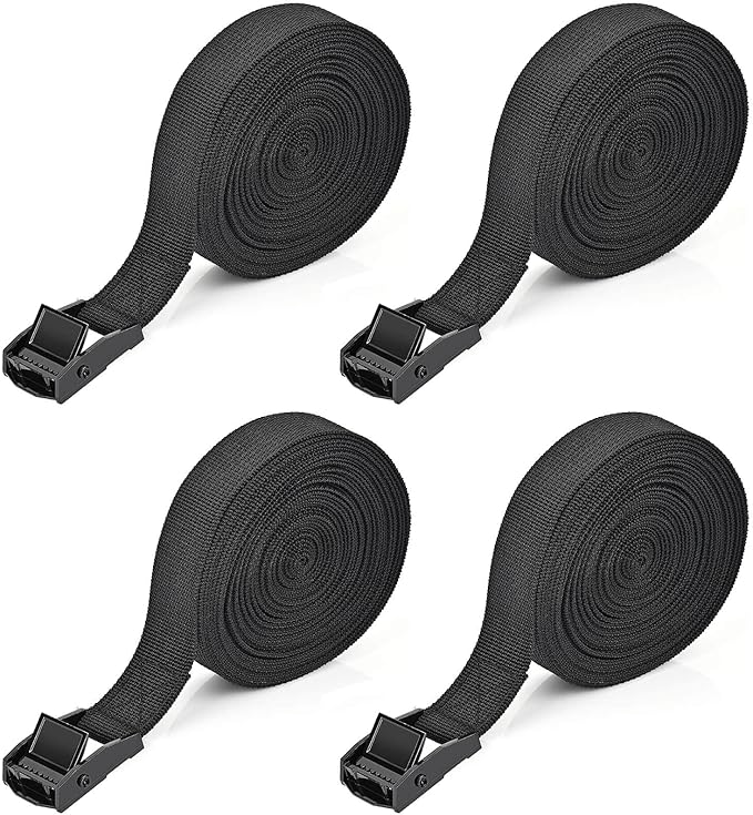 Tie Down Straps 4 Pcs Lashing Strap 19.7' x 1" Adjustable Heavy Duty Cam Buckle Cinch Straps for Cargo, Trucks, Luggage, Trailer, Motorcycle (Black)