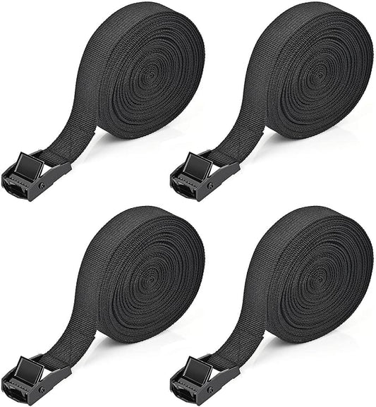 Tie Down Straps 4 Pcs Lashing Strap 19.7' x 1" Adjustable Heavy Duty Cam Buckle Cinch Straps for Cargo, Trucks, Luggage, Trailer, Motorcycle (Black)
