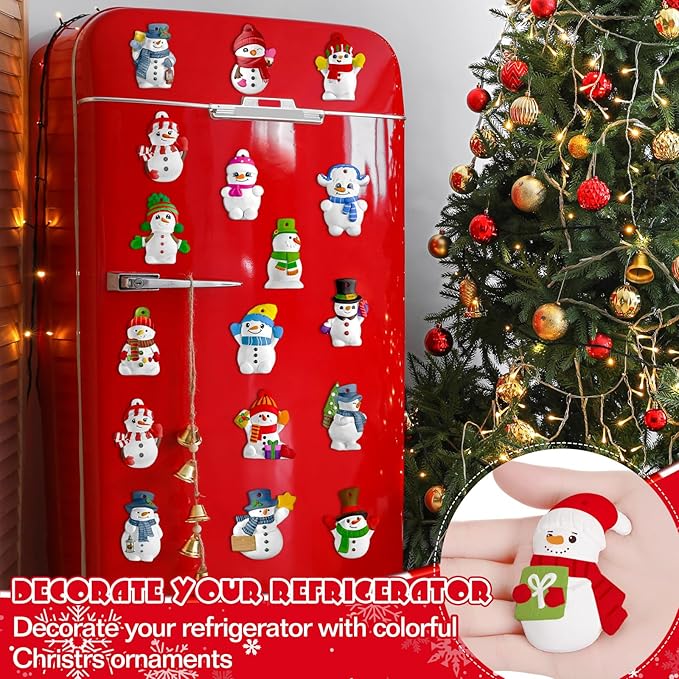 TecUnite 28 Pcs Ceramic to Paint Christmas Ornament Crafts Adults Unpainted DIY Ceramic Figurines Decorate and Paint Your Own Ornaments Kits DIY Craft Xmas Holiday Activities(Snowman)