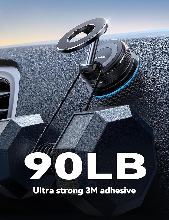 JOYROOM Magsafe Car Mount, Vacuum Car Phone Mount with Strong Magnet, 360° Metal Strut Suction Cup Phone Mount for iPhone 17 Pro Max/16 15 14 13 12 Series& Android Magsafe Case, Black