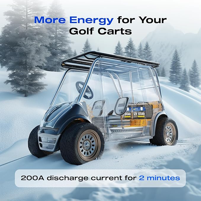 Wattcycle 12V 100Ah LiFePO4 Lithium Battery 2 Pack - Built-in 100A BMS, BCI Group 24, 15000 Cycles, Low-Temperature Protection - Ideal for RVs, Golf Cart, Home Energy Storage, Marine (2 Pack)