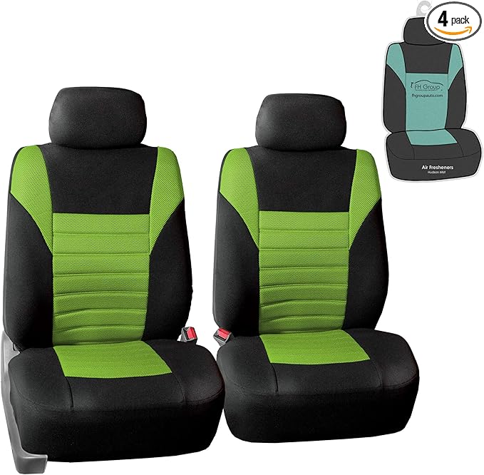 FH Group Automotive Car Seat Covers Front Set Premium 3D Air Mesh Front Seat Covers, Airbag Compatible Universal Fit Interior Accessories for Cars Trucks and SUVs - Green