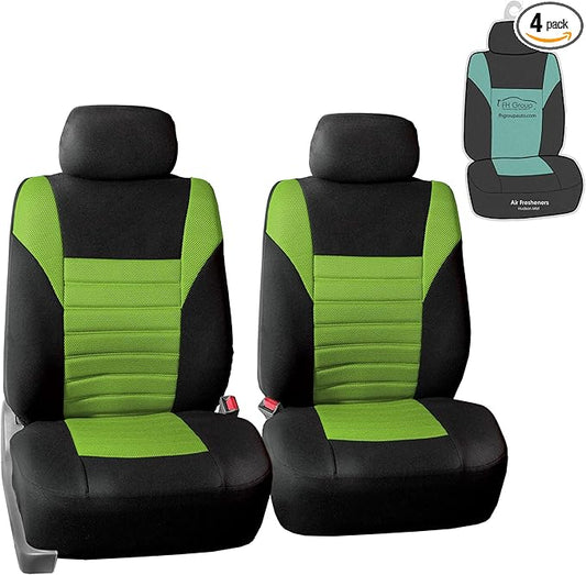 FH Group Automotive Car Seat Covers Front Set Premium 3D Air Mesh Front Seat Covers, Airbag Compatible Universal Fit Interior Accessories for Cars Trucks and SUVs - Green