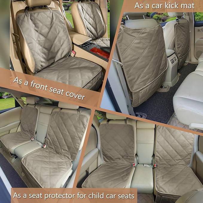 YESYEES Dog Front Seat Covers for Cars, 2 Pack Waterproof Bucket Seat Covers for Dogs with 4 Nonslip Straps, Long-Lasting Pet Car Seat Protector Universal Fit for Cars Trucks and SUVs (Khaki)