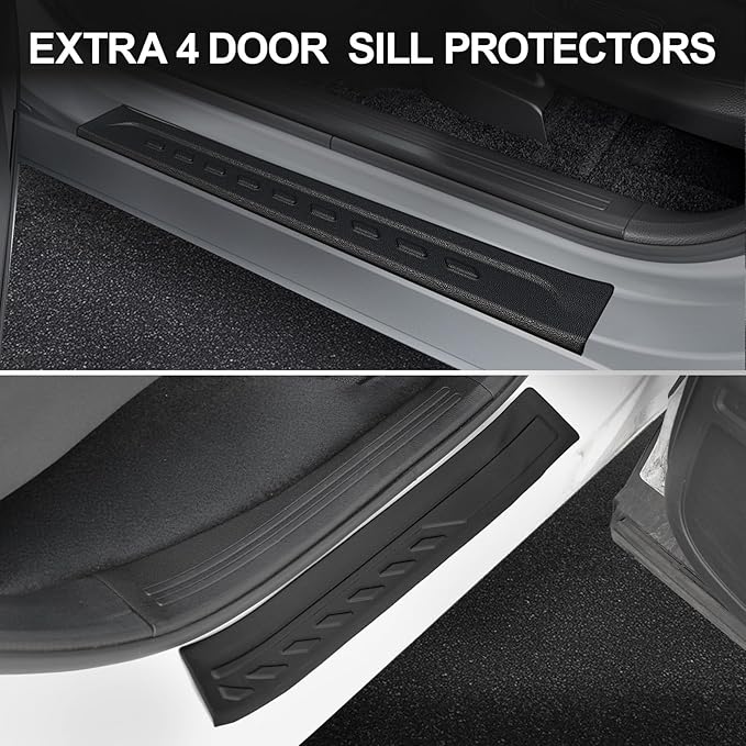 Floor Mats Custom Fit for Honda CRV 2023 2024 2025 2026 (Include Gas and Hybrid), Door Sill Guards & Front & 2nd Row TPE All Weather Protection Black Car mat Automotive Liners Accessories