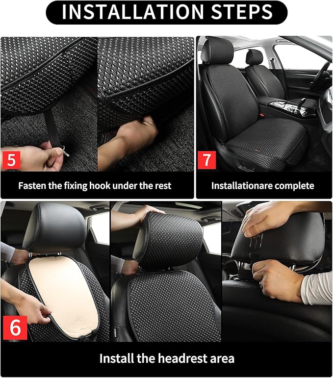 Auto Newer Car Seat Cover,Breathable Front Car Seat Cushion,Comfortable Car Seat Protector,Anti-Slip and Full Wrap Driver Car Seat Protector with Storage Pocket,Universal All Seasons(Black,2PCS)