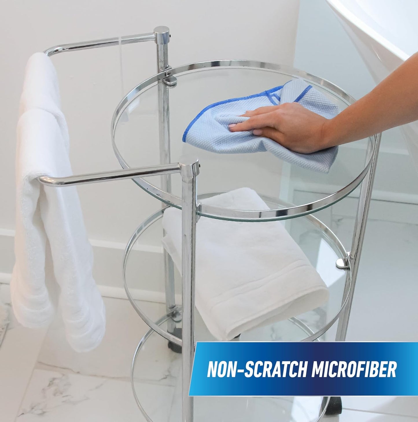 Unger Professional 18” x 18” Large Professional-Grade Microfiber Cloth Towels, 3 Pack, Multi-Purpose Wet and Dry Cleaning Cloths for Kitchen, Bath, Auto, Appliances, Car Supplies