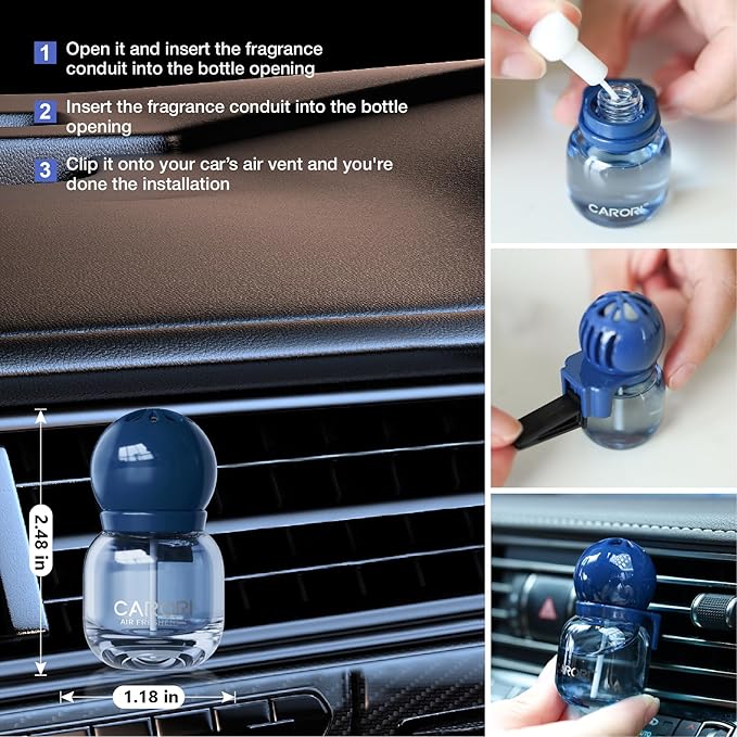 Car Air Freshener Vent Clip, Car Fresheners Long Lasting Scent (13ml x 2 Pack), Up to 180 Days, Air Freshener Deodorizer Odor Eliminator for Auto - Ocean Perfume