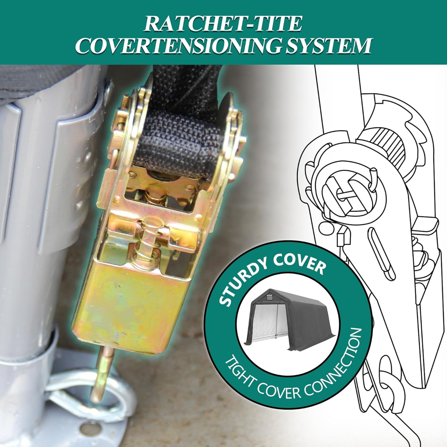 7' x 12' Outdoor Storage Shed- Heavy Duty Storage Shelter Tent with Roll-up Ventilated Door, Portable Garage Zipper Storage shed for Bike, ATV, Motorcycle Shelter, Gray