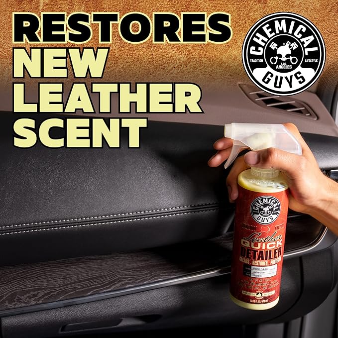 Chemical Guys Leather Quick Detailer - 16 oz Interior Cleaner and Conditioner for Natural, Synthetic, Pleather, and Faux Leather - Safe for Car Seats, Furniture, Apparel, Shoes, and Boots