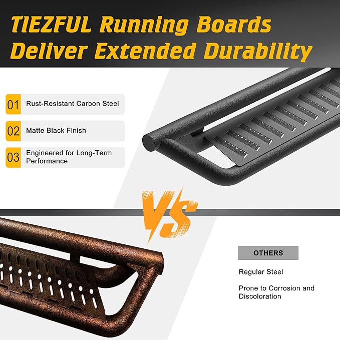 Running Boards Compatible with Toyota Tacoma 2005-2023 Double Cab Crew Cab, Two-Stairs Side Steps, 5 inch Wide Nerf Bars Step Bars