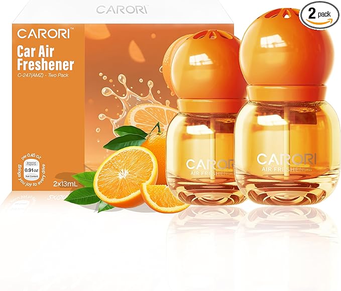 Car Air Freshener Vent Clip, Car Fresheners Long Lasting Scent (13ml x 2 Pack), Up to 180 Days, Air Freshener Deodorizer Odor Eliminator for Auto - Orange Perfume
