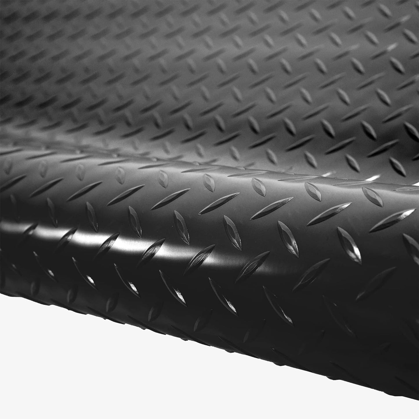 IncStores 2.5mm Thick Commercial-Grade Nitro Roll Garage Floor Mat | Flexible Vinyl Floor Mat for a Stronger and Safer Garage, Workshop, or Trailer | Diamond-Plate, Midnight Black, 10' x 100'