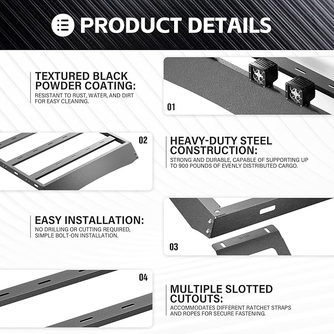 for Bronco Top Roof Rack Cargo Basket with LED Lights & Rear Window Panel Compatible with 2021-2025 Ford Bronco 4-Door Soft Top - Requires Hardtop Removal - Cargo Carrier Rooftop Luggage Holder