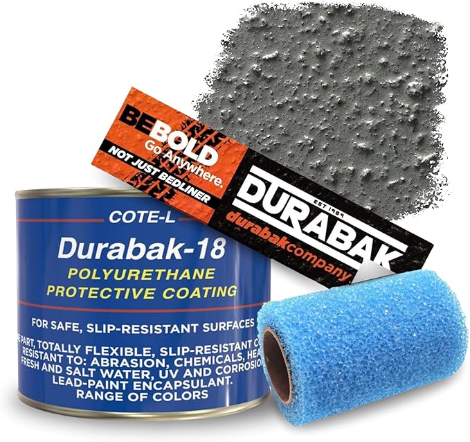 Durabak-18 Textured Truck Bed Liner Quart KIT - Roll On Coating | DIY Custom Coat for Bedliner and Undercoating, Auto Body, Automotive Rust Proofing, Boat Repair (Quart, Dark Gray)