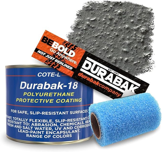 Durabak-18 Textured Truck Bed Liner Quart KIT - Roll On Coating | DIY Custom Coat for Bedliner and Undercoating, Auto Body, Automotive Rust Proofing, Boat Repair (Quart, Dark Gray)