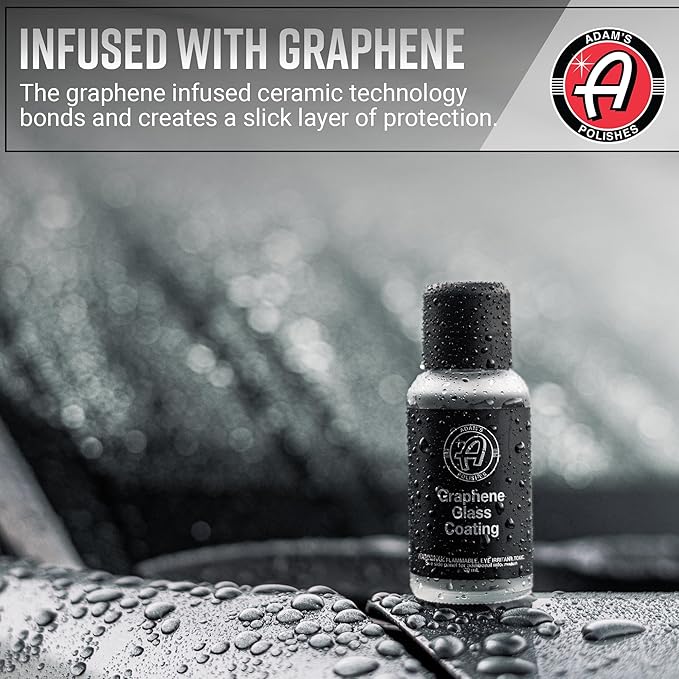 Adam's Polishes Graphene Glass Coating (30ml) - Advanced Rain Windshield Water Repellent for Cars, Shower Doors Mirrors and Other Glass Surfaces | Long Lasting Hydrophobic Graphene Ceramic Coating