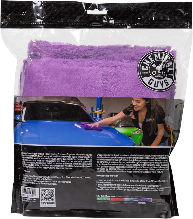 Chemical Guys MIC34803 Happy Ending Ultra Plush Edgeless Microfiber Towel, Purple (16" x 16")