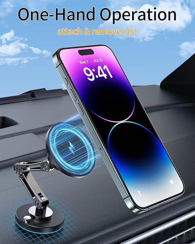 ZBF Magnetic Car Phone Holder Mount (360° Rotation) Cell Phone Car Holder, Phone Mount for Car Windshield Dashboard Hand Free Mount for iPhone 17 16 15 14 13 Pro Max All Smartphones