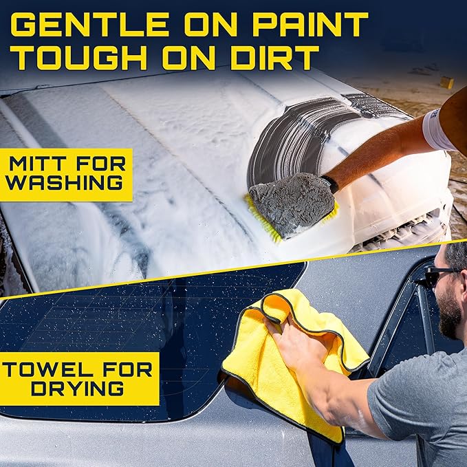 Foam King™ Car Wash Foam Gun & Microfiber Mitt, Garden Hose Attachment for Scratch-Free Cleaning, Snow Foam Cannon Soap Sprayer, Auto Detailing Kit for Cars, Trucks & More