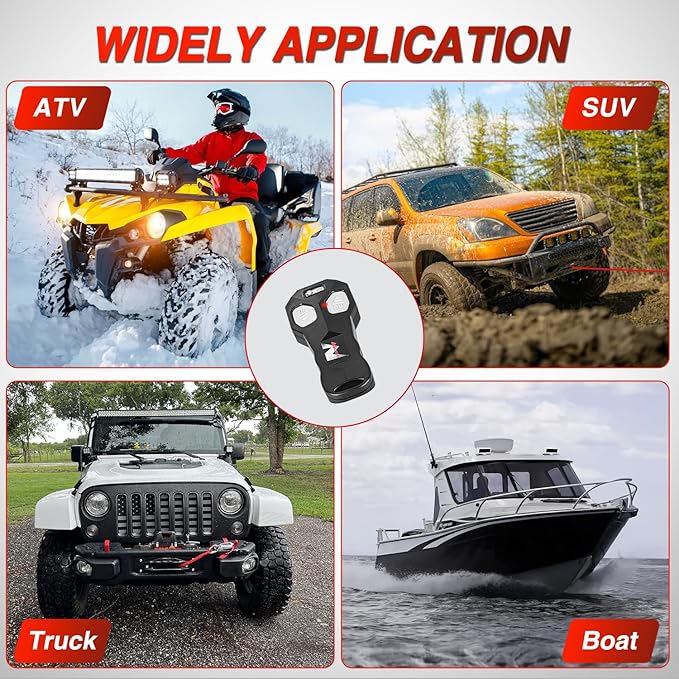 Nilight Electric Winch 12V Waterproof IP68 Towing Winches for Trailer Jeep ATV UTV Truck SUV 9500 LBS Portable Badlands Winch with Synthetic Rope Hawse Fairlead Wired Handle Wireless Remote Red Rope