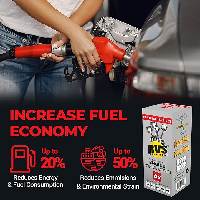 D8 engine oil treatment, For Diesel engines with a motor oil capacity up to 9 quarts; Safely Restore and protect your Car, Truck, Motorcycle and all other engines