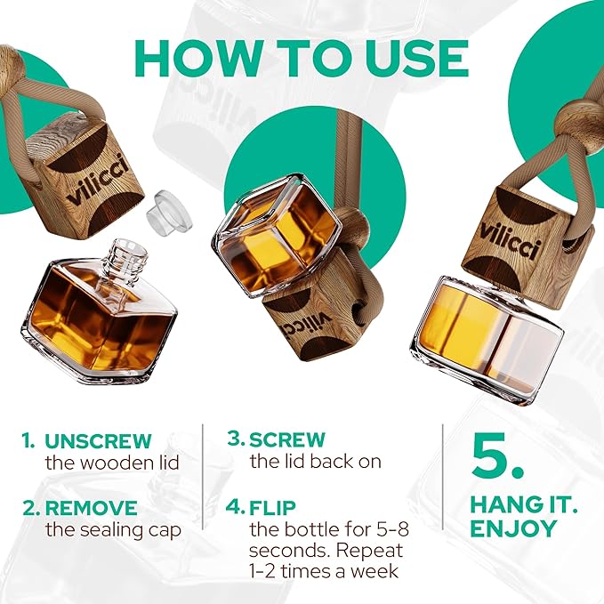 Vilicci Diamond Spirit Car Air Freshener – Spicy Clean Car Fragrance & Odor Eliminator | Long-Lasting Car Diffuser | Vegan & Cruelty-Free Fragrance Oils | Premium Auto Perfume | Lasts up to 120 Days