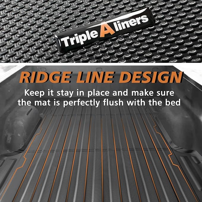 TripleAliners Truck Bed Mat Compatible with 2007-2019 Chevy Silverado/GMC Sierra 1500 2500 3500HD LD Limited Accessories 6.6FT Bed Perfectly Flush All Weather Protection TPE HeavyDuty Pickup Mat