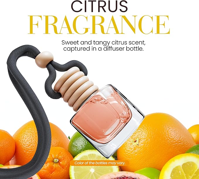 Car Air Fresheners - Citrus Zest Car Air Fresheners for Men | Pack of 2 Long Lasting Car Air Freshener | Odor Eliminator Car Perfume Diffuser with Essential Oils | Car Air Freshener Vent Clip by Perfa